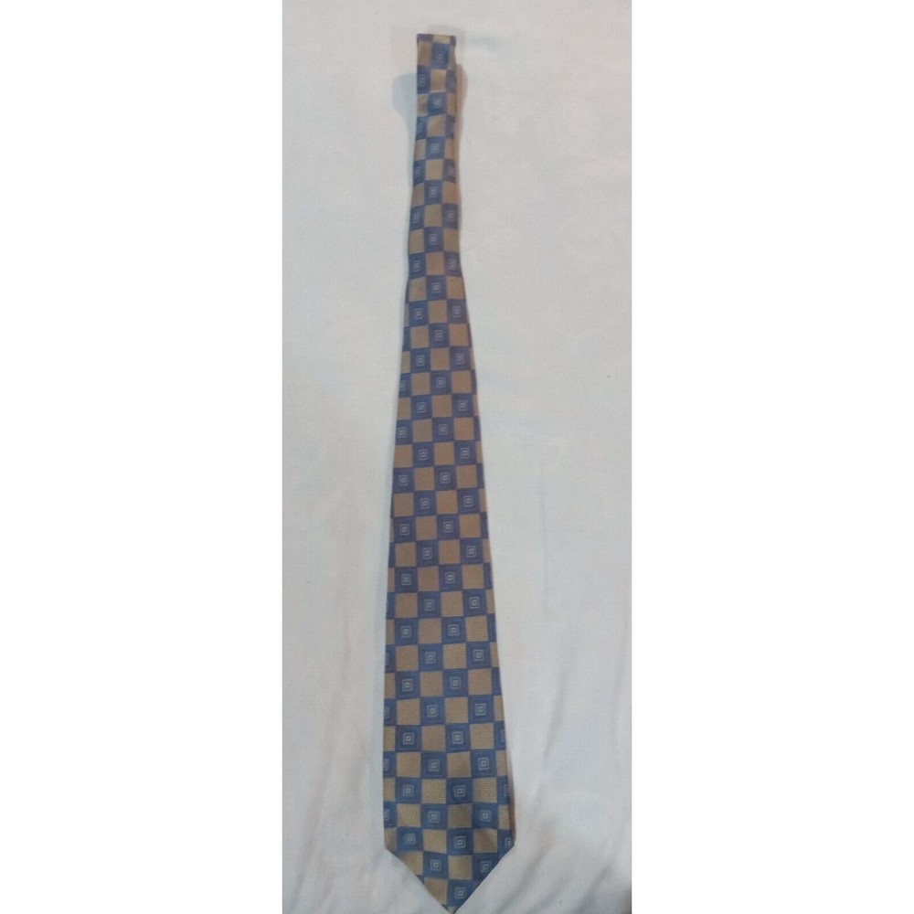 Courage Necktie Gold /Blue Geo Pattern 4 inch wide 57 inch length